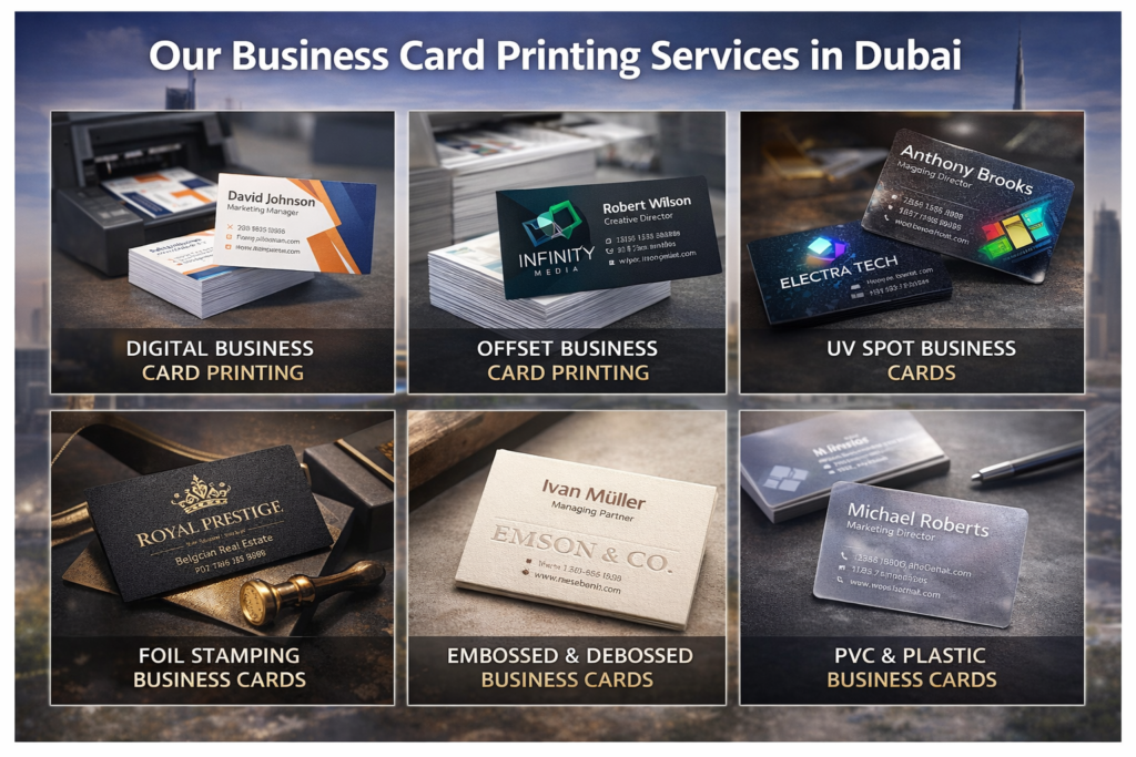 Our business card printing services in Dubai